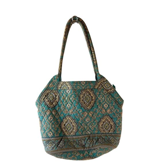 Vera Bradley turquoise total tortoise shell zipper 15"x12" - Picture 1 of 9